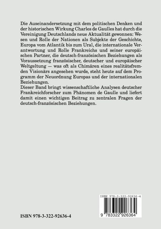 Produktbild: De Gaulle, Deutschland und Europa