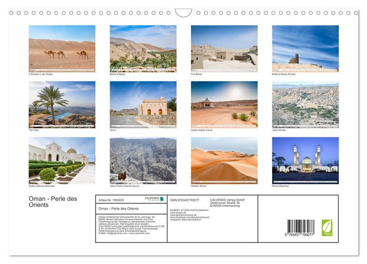 Produktbild: Oman - Perle des Orients (Wandkalender 2026 DIN A3 quer), CALVENDO Monatskalender