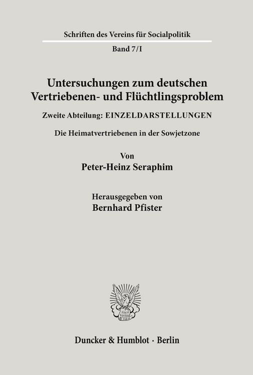 Produktbild: Untersuchungen zum deutschen Vertriebenen- und Fl&uuml;chtlingsproblem.