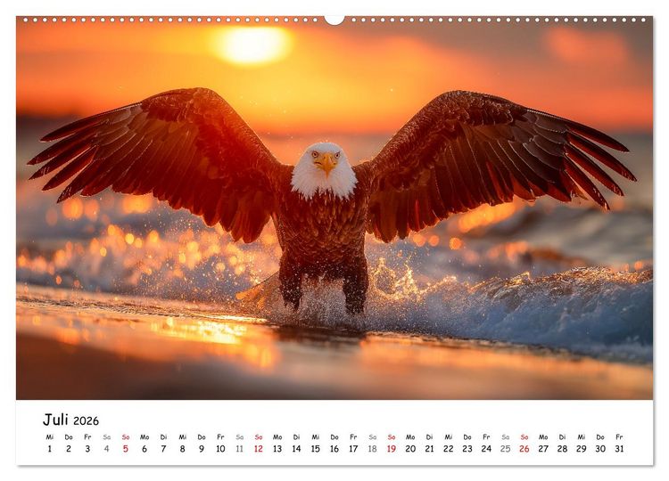 Produktbild: Majest&auml;tische Wei&szlig;kopfseeadler - Der K&ouml;nig der L&uuml;fte (Wandkalender 2026 DIN A2 quer), CALVENDO Monatskalender