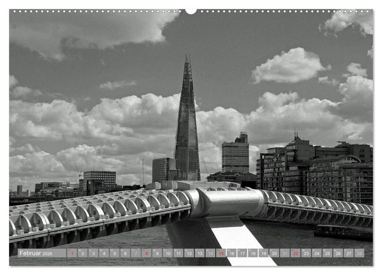 Produktbild: London in Schwarz-Wei&szlig; (Wandkalender 2026 DIN A2 quer), CALVENDO Monatskalender