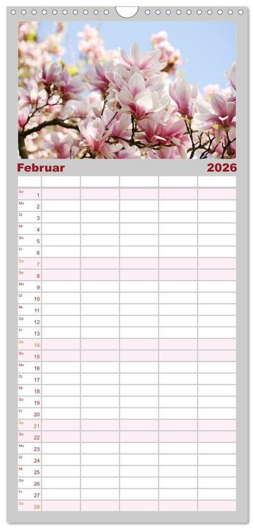 Produktbild: Familienplaner 2026 - Magnolien Ein Bl&uuml;tenrausch mit 5 Spalten (Wandkalender, 21 x 45 cm) CALVENDO