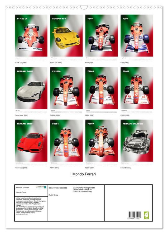 Produktbild: Il Mondo Ferrari (Wandkalender 2026 DIN A2 hoch), CALVENDO Monatskalender