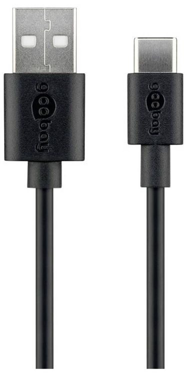 Produktbild: Goobay USB-Kabel USB 2.0 USB-C&reg; Stecker, USB-A Stecker 1.00 m Schwarz animierter Ladevorgang 45735