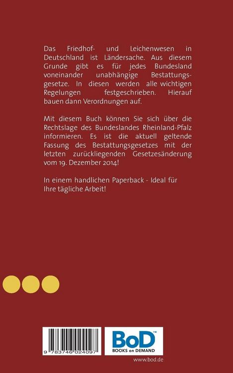 Produktbild: Bestattungsgesetz Rheinland-Pfalz
