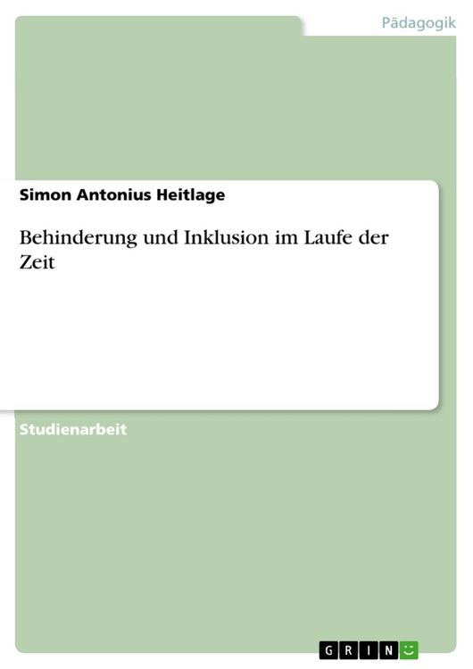 Produktbild: Behinderung und Inklusion im Laufe der Zeit