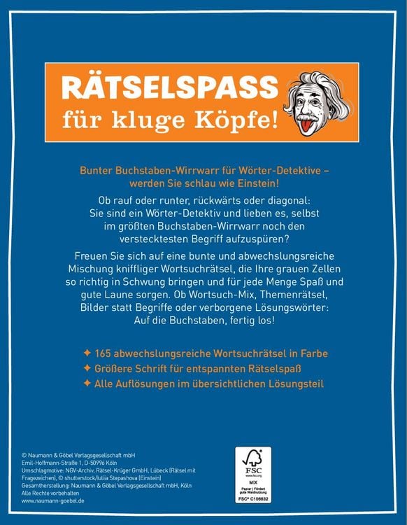 Produktbild: Sei schlau wie Einstein! - Wortsuchr&auml;tsel in Gro&szlig;schrift