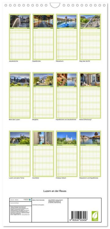 Produktbild: Familienplaner 2026 - Luzern an der Reuss mit 5 Spalten (Wandkalender, 21 x 45 cm) CALVENDO