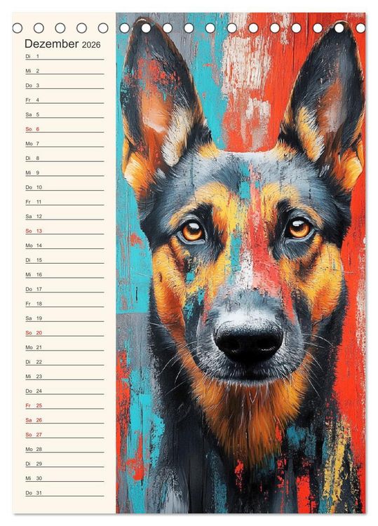 Produktbild: Hundegesichter. Kunstvolle Hundeportraits im modernen Painting-Stil (Tischkalender 2026 DIN A5 hoch), CALVENDO Monatskalender