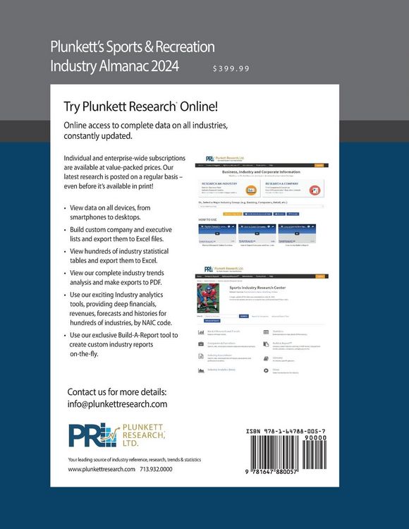 Produktbild: Plunkett's Sports & Recreation Industry Almanac 2024