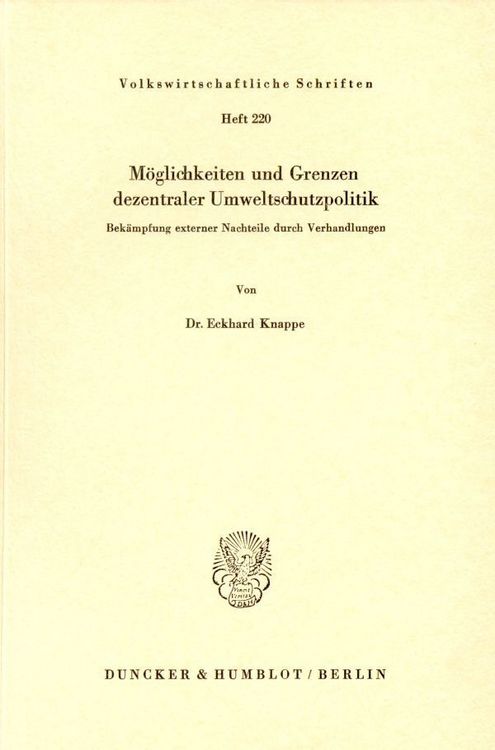 Produktbild: M&ouml;glichkeiten und Grenzen dezentraler Umweltschutzpolitik.