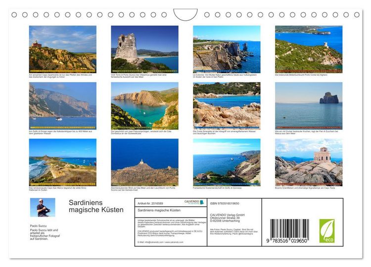 Produktbild: Sardiniens magische K&uuml;sten (Wandkalender 2026 DIN A4 quer), CALVENDO Monatskalender