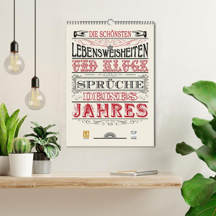 Produktbild: Die sch&ouml;nsten Lebensweisheiten Typo - Kalender (Wandkalender 2026 DIN A3 hoch), CALVENDO Monatskalender