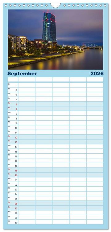 Produktbild: Familienplaner 2026 - Frankfurt am Main - at night mit 5 Spalten (Wandkalender, 21 x 45 cm) CALVENDO