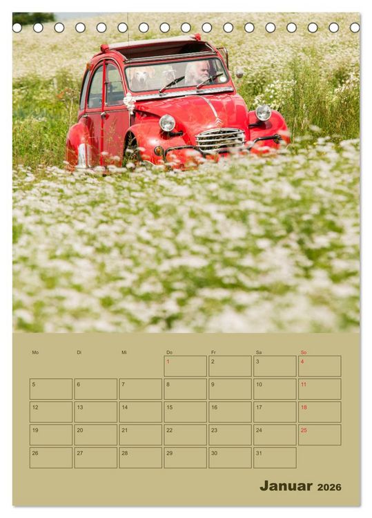 Produktbild: Citro&euml;n 2 CV &ndash; Flower Power (Tischkalender 2026 DIN A5 hoch), CALVENDO Monatskalender