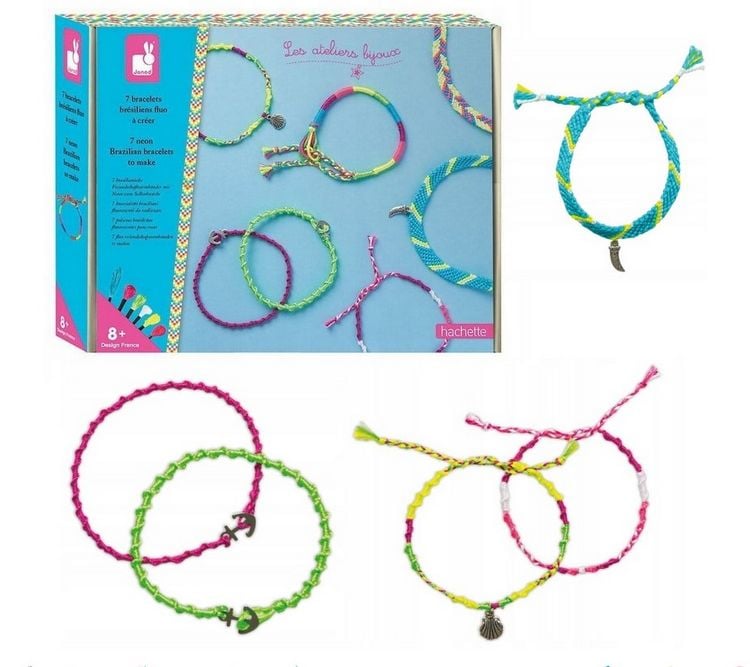 Produktbild: 7 Brasilianische Freundschaftsarmb&auml;nder in Neonfarben &ndash; Bastel-Schmuckset f&uuml;r Kinder