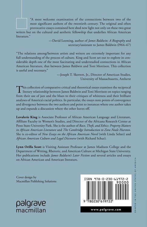 Produktbild: James Baldwin and Toni Morrison: Comparative Critical and Theoretical Essays