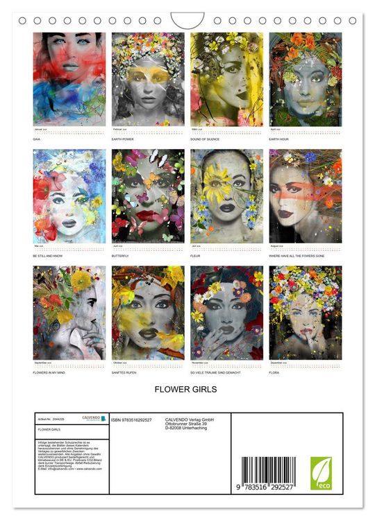Produktbild: FLOWER GIRLS (Wandkalender 2026 DIN A4 hoch), CALVENDO Monatskalender