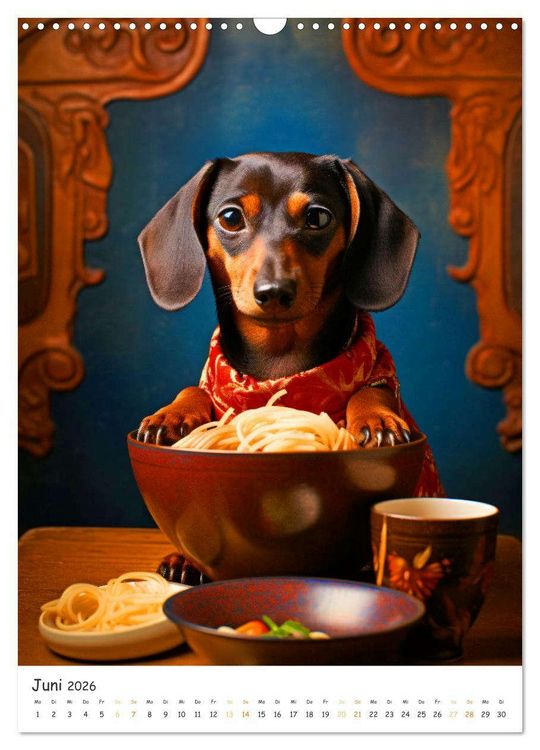 Produktbild: Hunde & Ramen - Ein Jahr voller Genuss und Freude (Wandkalender 2026 DIN A3 hoch), CALVENDO Monatskalender