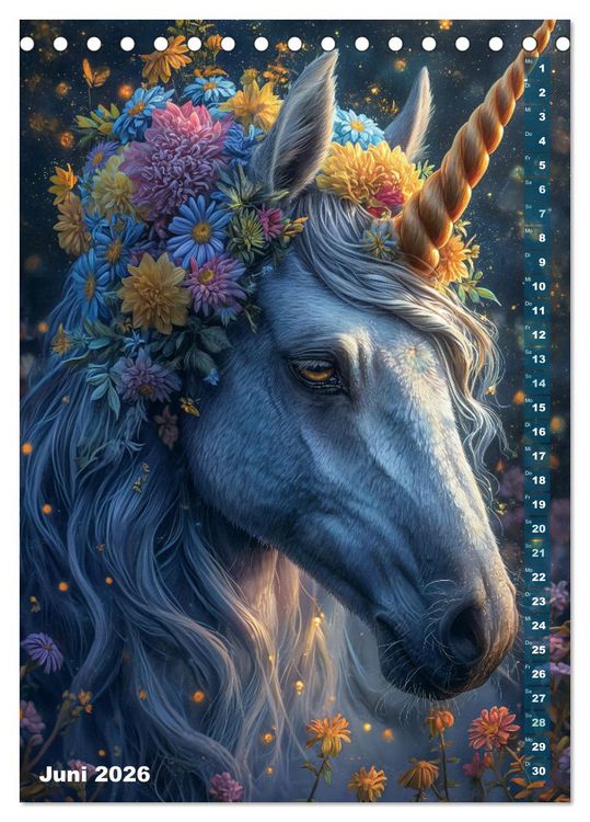 Produktbild: M&auml;rchenhafte Einhornreise - Ein Jahr voller Magie (Tischkalender 2026 DIN A5 hoch), CALVENDO Monatskalender