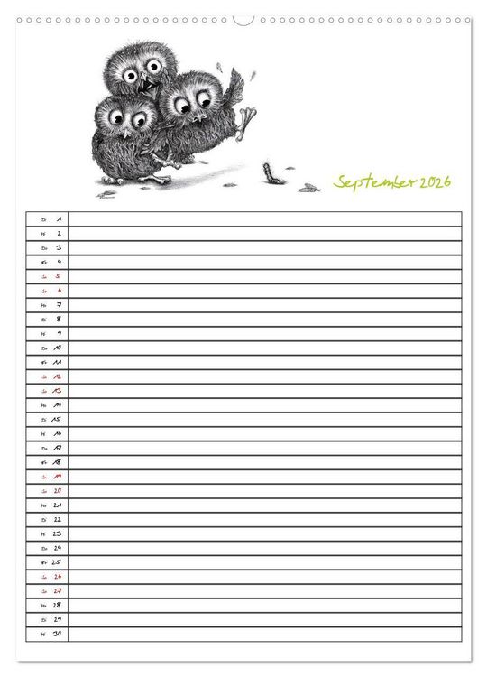 Produktbild: Tieronisch Eulen (hochwertiger Premium Wandkalender 2026 DIN A2 hoch), Kunstdruck in Hochglanz