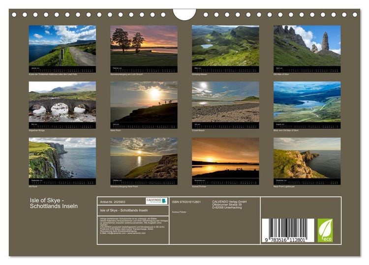 Produktbild: Isle of Skye - Schottlands Inseln (Wandkalender 2026 DIN A4 quer), CALVENDO Monatskalender