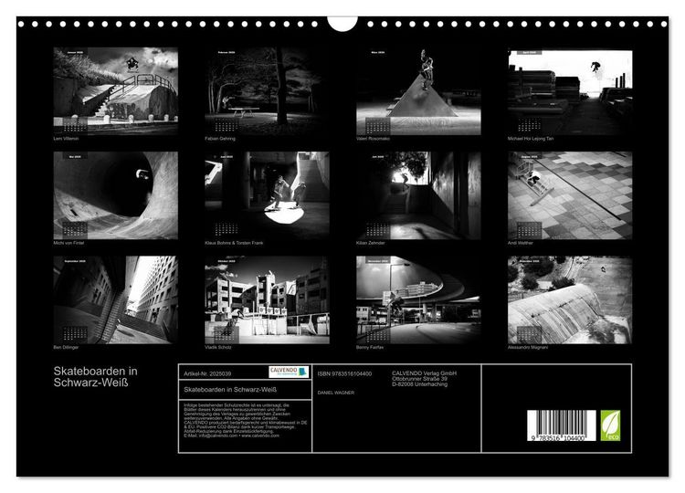 Produktbild: Skateboarden in Schwarz-Wei&szlig; (Wandkalender 2026 DIN A3 quer), CALVENDO Monatskalender