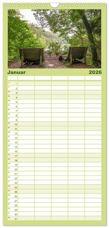 Produktbild: Familienplaner 2026 - Nationalpark Eifel - Sch&ouml;ne Tage im Gr&uuml;nen mit 5 Spalten (Wandkalender, 21 x 45 cm) CALVENDO