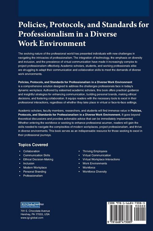 Produktbild: Policies, Protocols, and Standards for Professionalism in a Diverse Work Environment