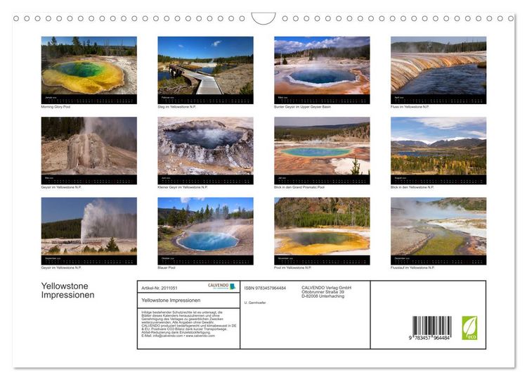 Produktbild: Yellowstone Impressionen (Wandkalender 2026 DIN A3 quer), CALVENDO Monatskalender