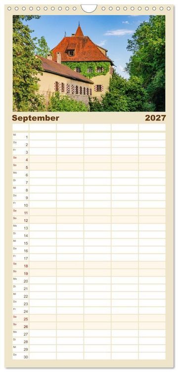 Produktbild: Familienplaner 2027 - Dinkelsb&uuml;hl - Zw&ouml;lf Momente in der Altstadt mit 5 Spalten (Wandkalender, 21 x 45 cm) CALVENDO