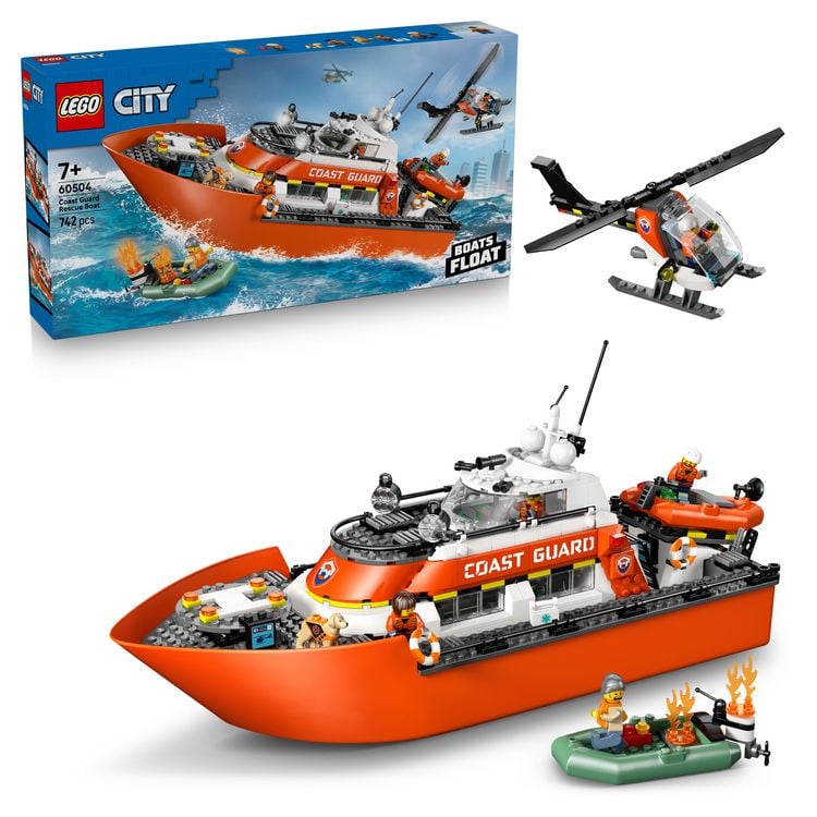 Produktbild: LEGO City 60504 Rettungsboot der K&uuml;stenwache mit Hubschrauber, Spielzeug