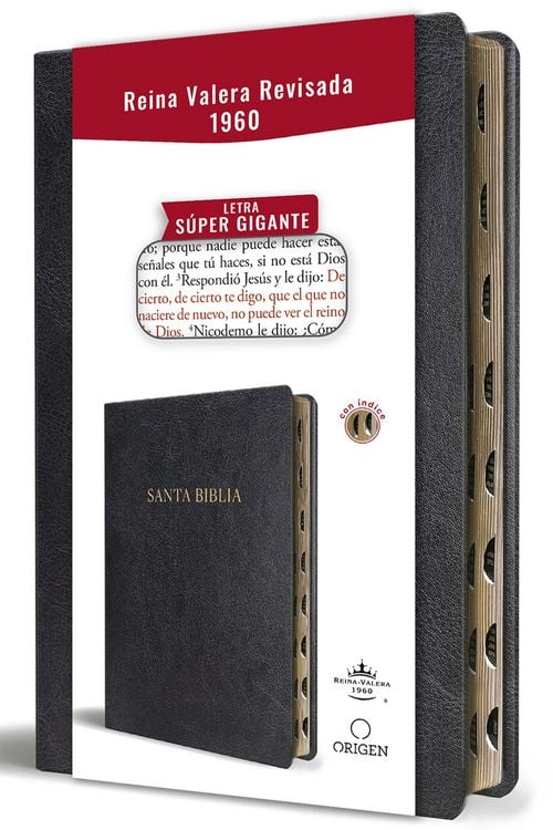 Produktbild: Biblia Reina Valera Revisada 1960 Letra S&uacute;per Gigante, S&iacute;mil Piel Negro Con &Iacute;ndice / Spanish Bible Rvr 1960 Super Giant Print, Black Leathersoft W/ Thumb