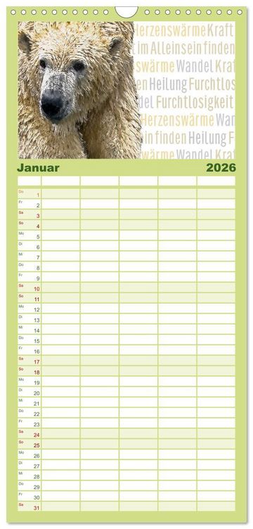 Produktbild: Familienplaner 2026 - Mein wildes Krafttier voller Achtsamkeit mit 5 Spalten (Wandkalender, 21 x 45 cm) CALVENDO