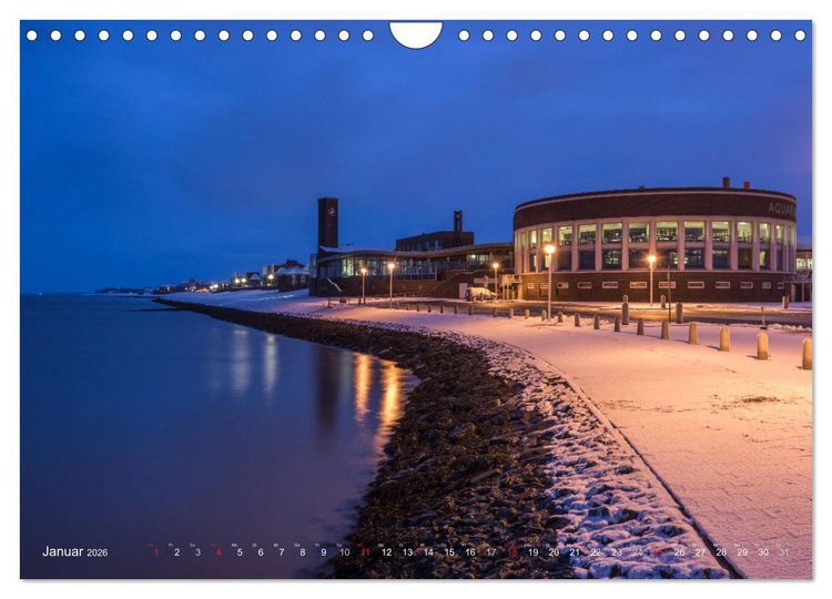 Produktbild: Nachts in Wilhelmshaven Edition mit maritimen Motiven (Wandkalender 2026 DIN A4 quer), CALVENDO Monatskalender