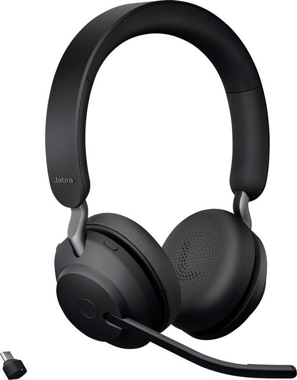 Produktbild: Jabra Evolve2 65 UC On Ear Headset Bluetooth&reg; Stereo Schwarz Lautst&auml;rkeregelung, Batterieladeanzeige, Mikrofon-Stummschaltung Telefon