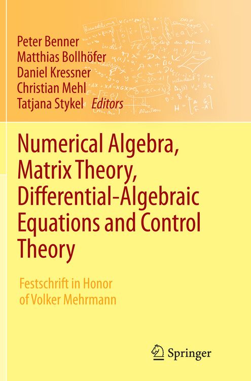 Produktbild: Numerical Algebra, Matrix Theory, Differential-Algebraic Equations and Control Theory