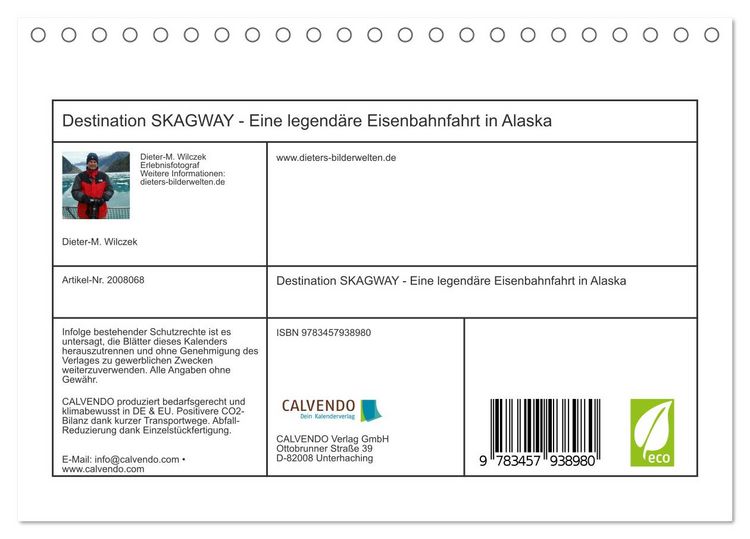 Produktbild: Destination SKAGWAY - Eine legend&auml;re Eisenbahnfahrt in Alaska (Tischkalender 2026 DIN A5 quer), CALVENDO Monatskalender
