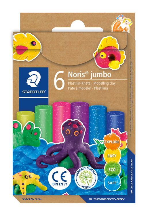 Produktbild: STAEDTLER Noris jumbo 842 Plastilin-Knete Set, metalic, 6 Knetstangen &agrave; 16,6 g, 842M C6