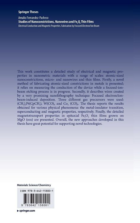 Produktbild: Studies of Nanoconstrictions, Nanowires and Fe3O4 Thin Films
