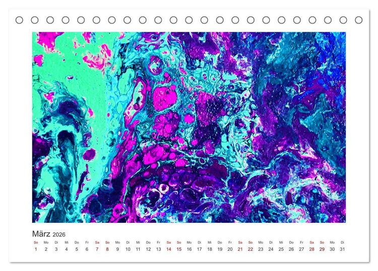 Produktbild: Dein abstraktes Jahr mit der Farbe Purpur (Tischkalender 2026 DIN A5 quer), CALVENDO Monatskalender