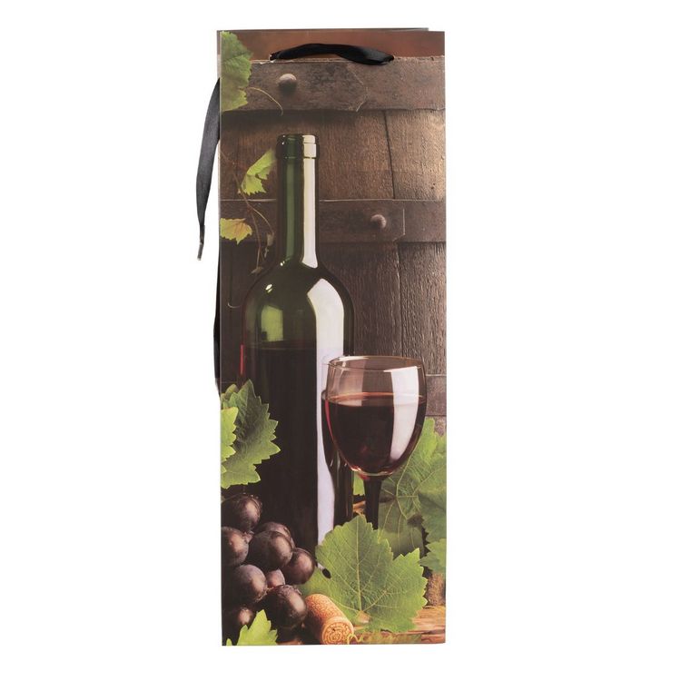 Produktbild: Idena Flaschentasche Wein schwarz 12,5x35x9cm 210g/m&sup2;