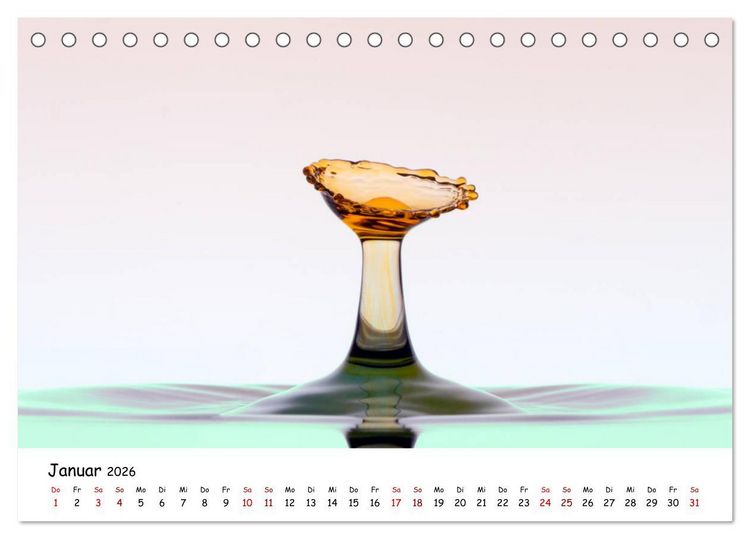 Produktbild: Wassertropfen - Kunstwerke der Natur (Tischkalender 2026 DIN A5 quer), CALVENDO Monatskalender