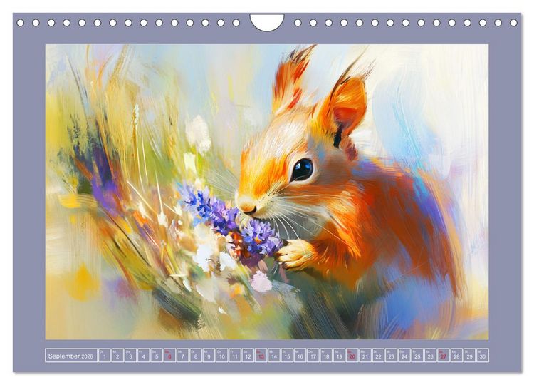 Produktbild: Nagergl&uuml;ck und Bl&uuml;tenzauber. Niedliche Tierchen im romantischen Stil (Wandkalender 2026 DIN A4 quer), CALVENDO Monatskalender
