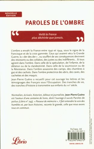 Produktbild: Paroles de l'ombre