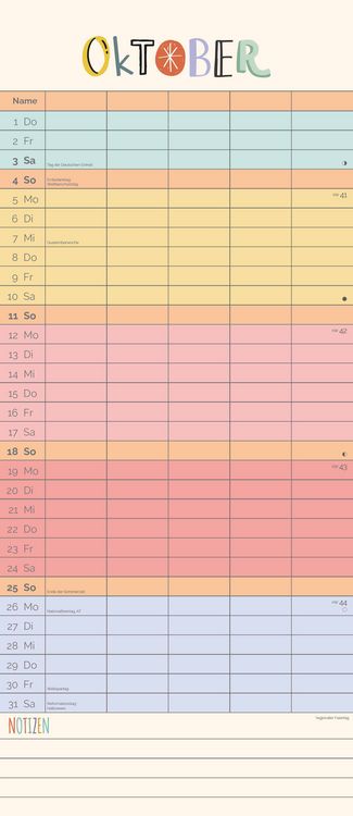 Produktbild: Unser buntes Jahr 2026 Familienplaner - Terminkalender - Familienkalender - 19,5x45