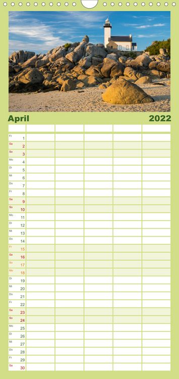 Produktbild: Familienplaner Sehnsucht Bretagne (Wandkalender 2022 , 21 cm x 45 cm, hoch)