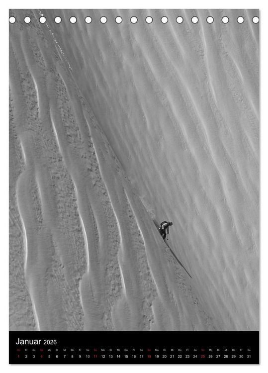 Produktbild: Monochrome Ski (Tischkalender 2026 DIN A5 hoch), CALVENDO Monatskalender