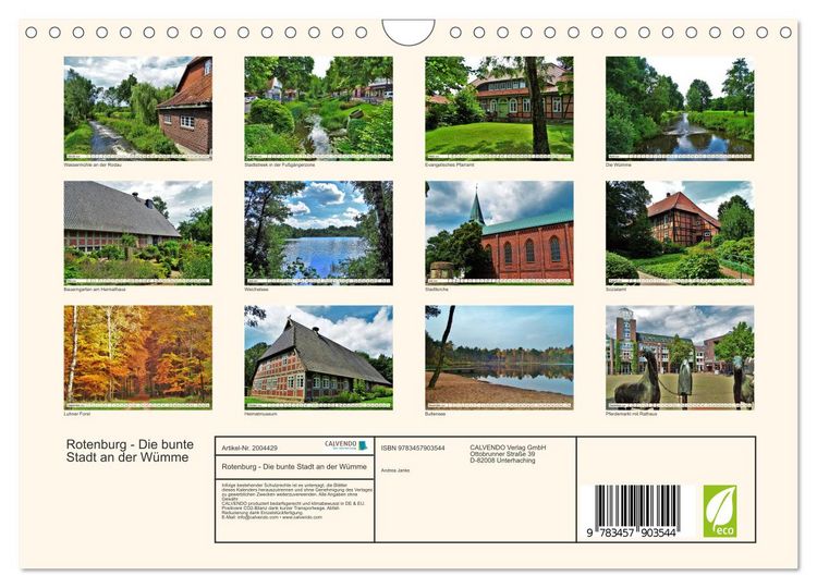 Produktbild: Rotenburg - Die bunte Stadt an der W&uuml;mme (Wandkalender 2026 DIN A4 quer), CALVENDO Monatskalender