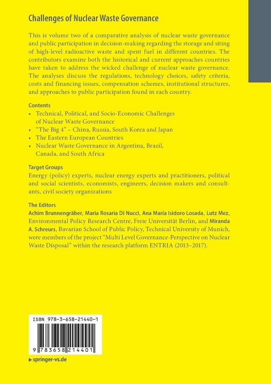 Produktbild: Challenges of Nuclear Waste Governance